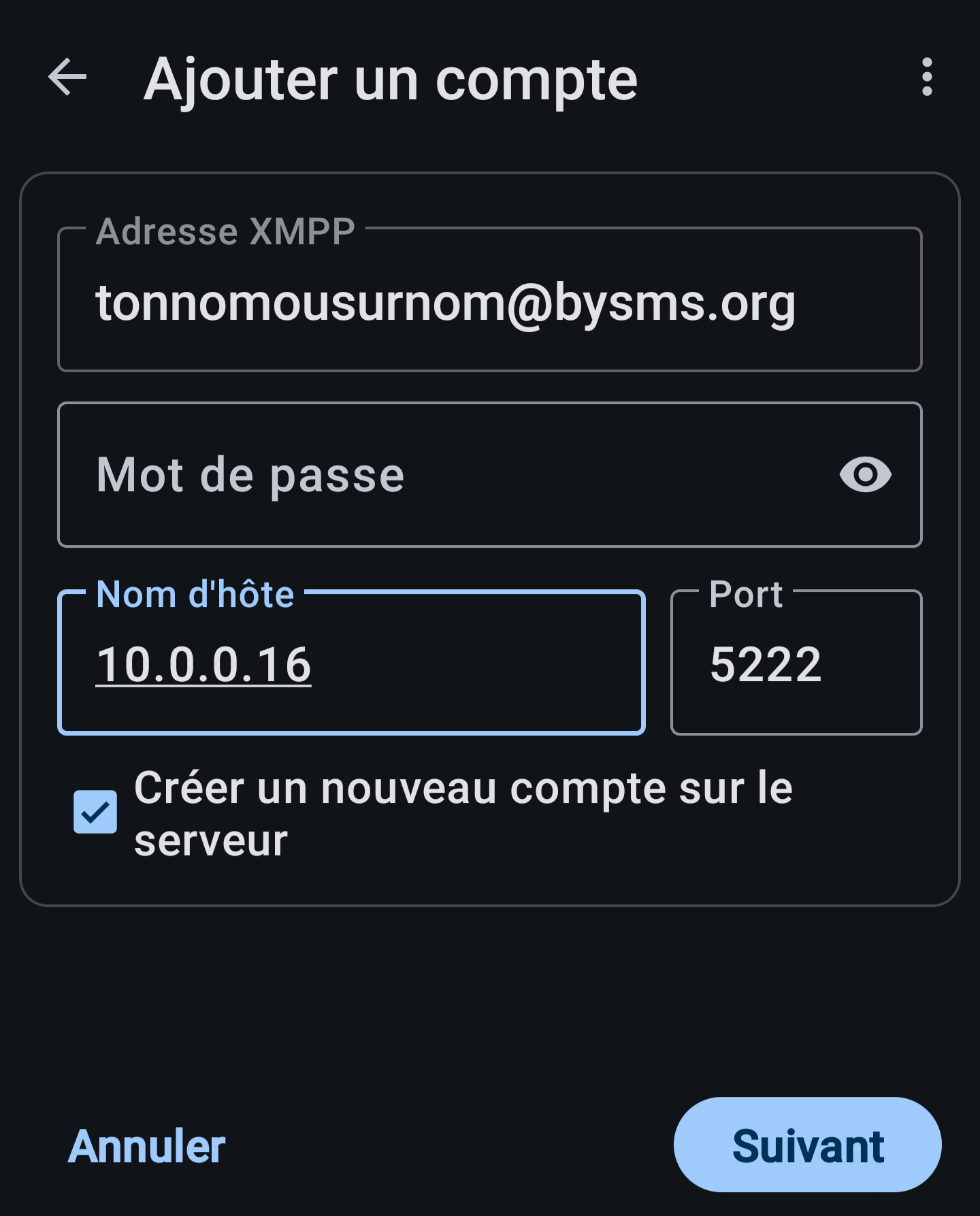 Connexion à BySms